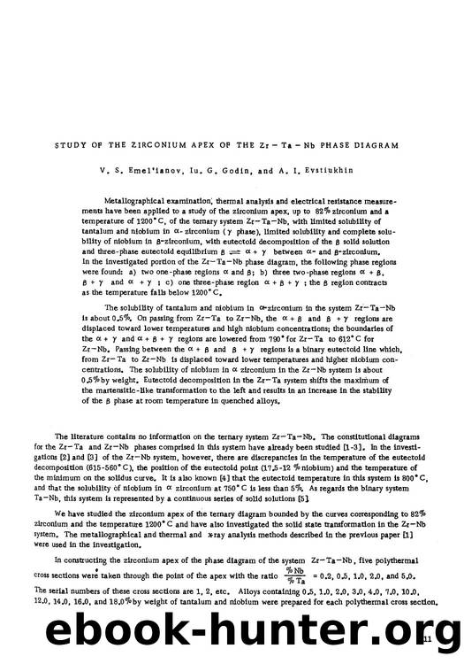 Study of the zirconium apex op the Zr-Ta-Nb phase diagram by Unknown