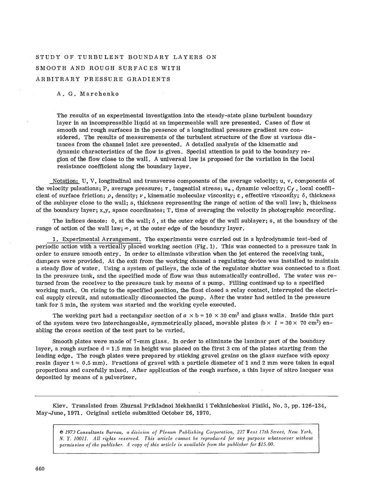 Study of turbulent boundary layers on smooth and rough surfaces with arbitrary pressure gradients by Unknown