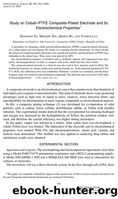 Study on Cobalt-PTFE Composite-Plated Electrode and Its Electrochemical Properties by Xu H. et al