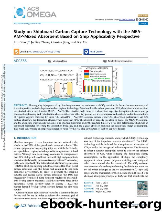 Study on Shipboard Carbon Capture Technology with the MEA-AMP-Mixed Absorbent Based on Ship Applicability Perspective by Jinxi Zhou Junling Zhang Guoxian Jiang & Kai Xie