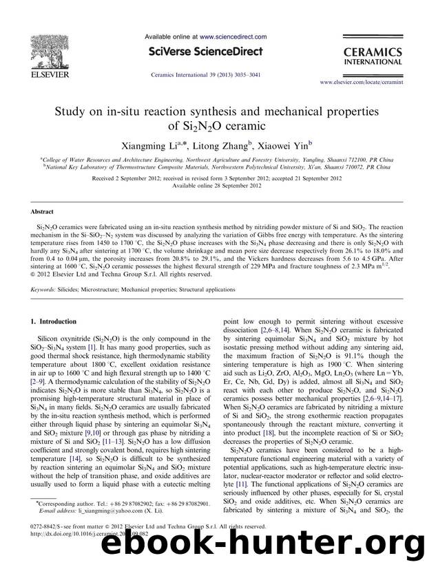 Study on in-situ reaction synthesis and mechanical properties of Si2N2O ceramic by Xiangming Li & Litong Zhang & Xiaowei Yin
