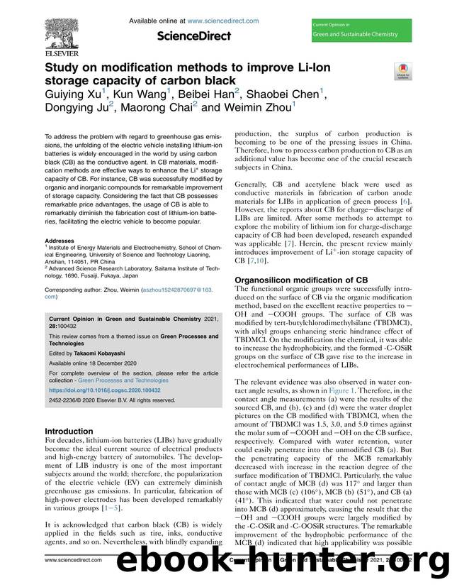 Study on modification methods to improve Li-Ion storage capacity of carbon black by Guiying Xu & Kun Wang & Beibei Han & Shaobei Chen & Dongying Ju & Maorong Chai & Weimin Zhou