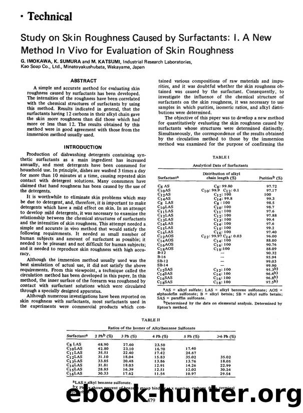 Study on skin roughness caused by surfactants: I. A new method in vivo for evaluation of skin roughness by Unknown