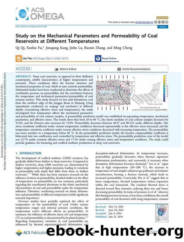 Study on the Mechanical Parameters and Permeability of Coal Reservoirs at Different Temperatures by Qi Qi Xuehai Fu Junqiang Kang Jielin Lu Baoxin Zhang & Ming Cheng
