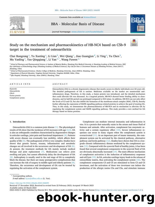 Study on the mechanism and pharmacokinetics of HB-NC4 based on C5b-9 target in the treatment of osteoarthritis by unknow