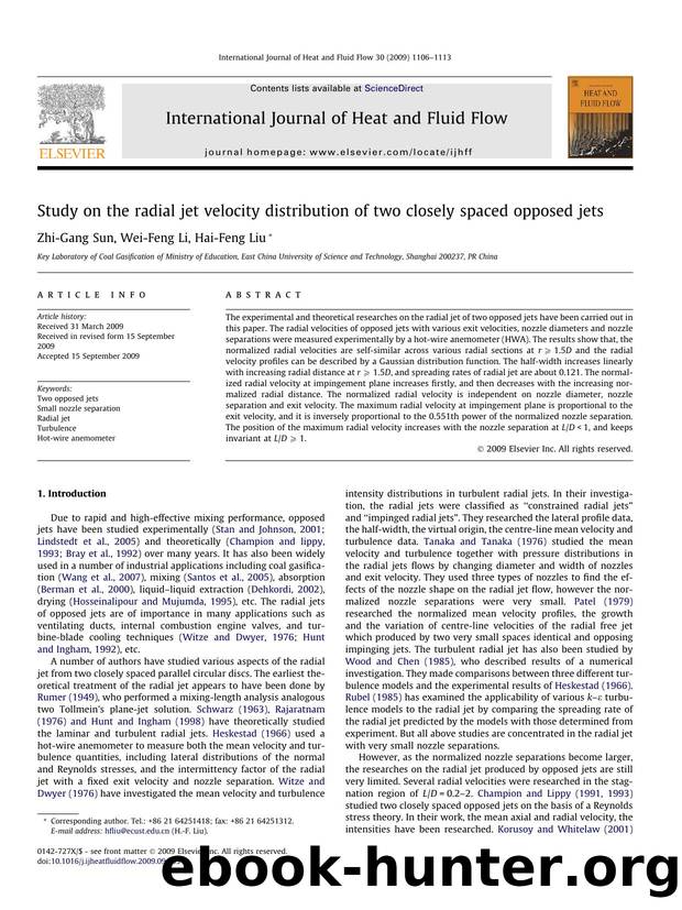 Study on the radial jet velocity distribution of two closely spaced opposed jets by Zhi-Gang Sun; Wei-Feng Li; Hai-Feng Liu