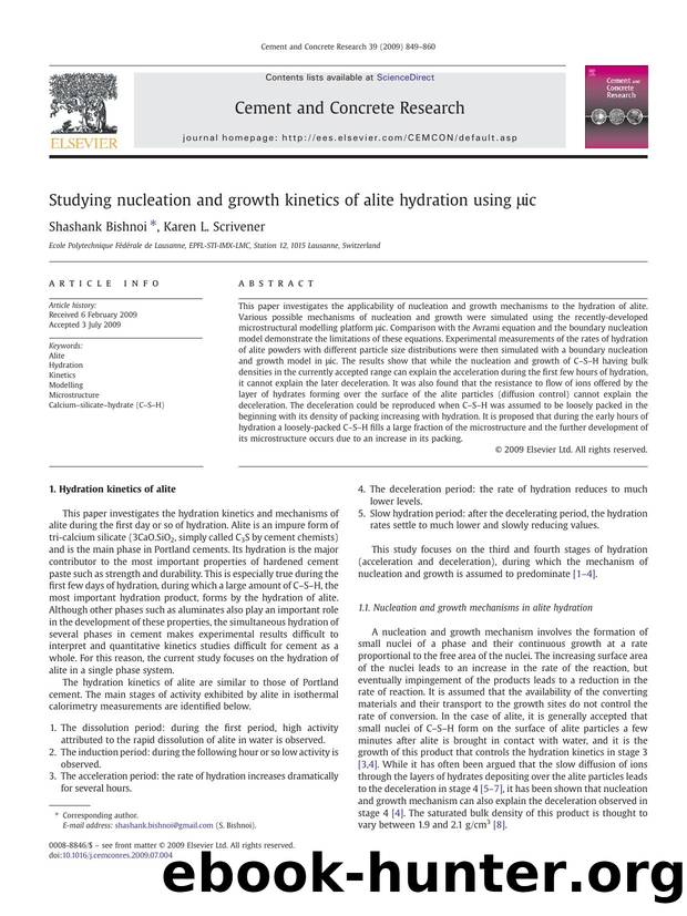 Studying nucleation and growth kinetics of alite hydration using Î¼ic by Shashank Bishnoi; Karen L. Scrivener