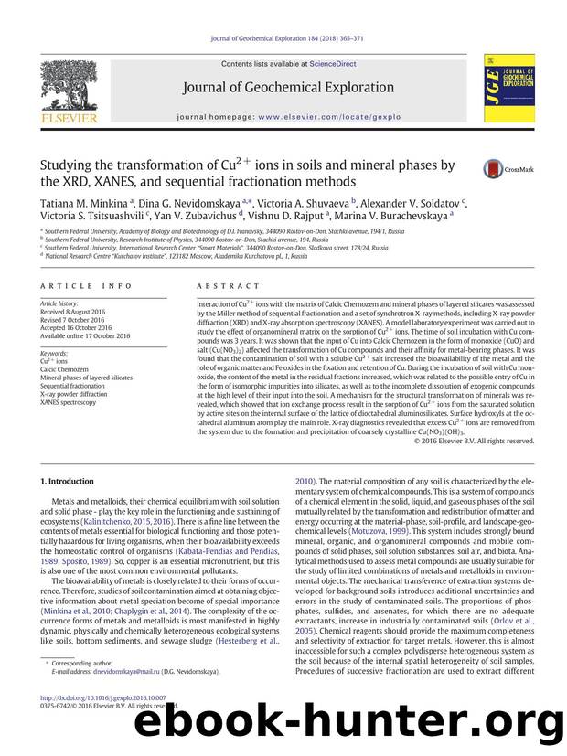 Studying the transformation of Cu2+ ions in soils and mineral phases by the XRD, XANES, and sequential fractionation methods by unknow