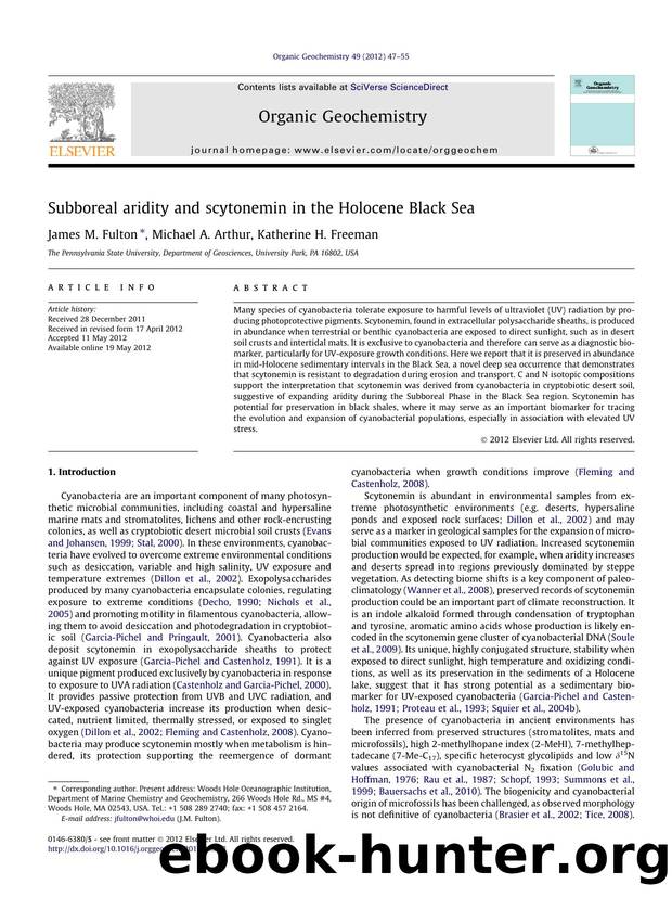 Subboreal aridity and scytonemin in the Holocene Black Sea by James M. Fulton & Michael A. Arthur & Katherine H. Freeman