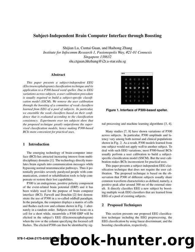 Subject-Independent Brain Computer Interface through Boosting by 
