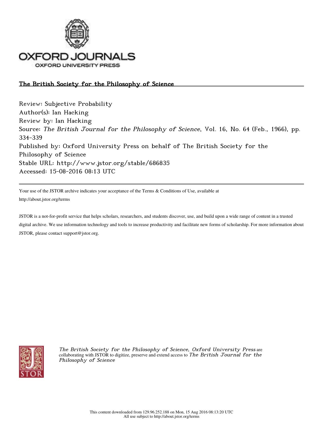Subjective Probability by Subjective Probability
