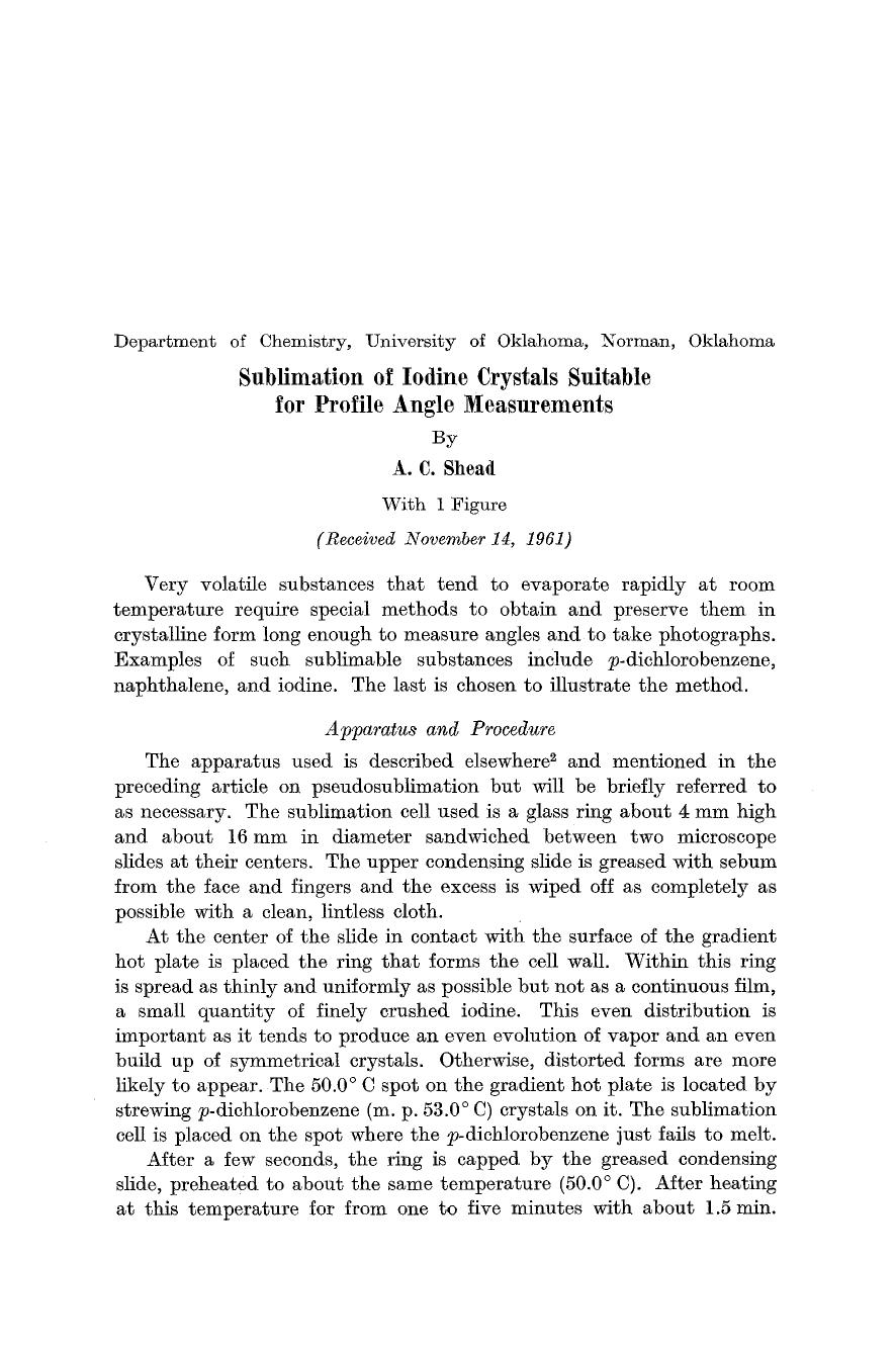 Sublimation of iodine crystals suitable for profile angle measurements by Unknown