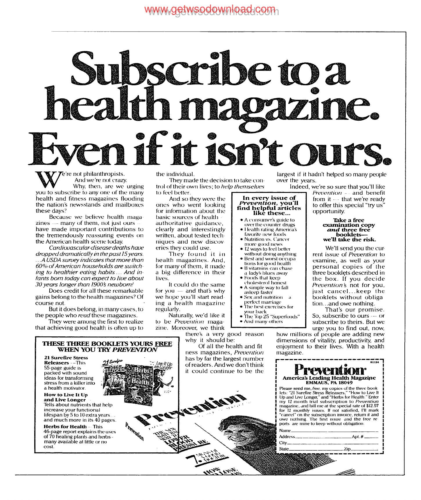Subscribe to a health magazine even if its not ours by Unknown