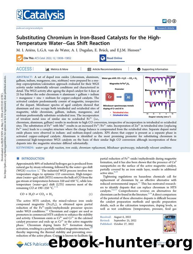 Substituting Chromium in Iron-Based Catalysts for the High-Temperature WaterâGas Shift Reaction by M. I. Ariëns L.G.A. van de Water A. I. Dugulan E. Brück & E.J.M. Hensen