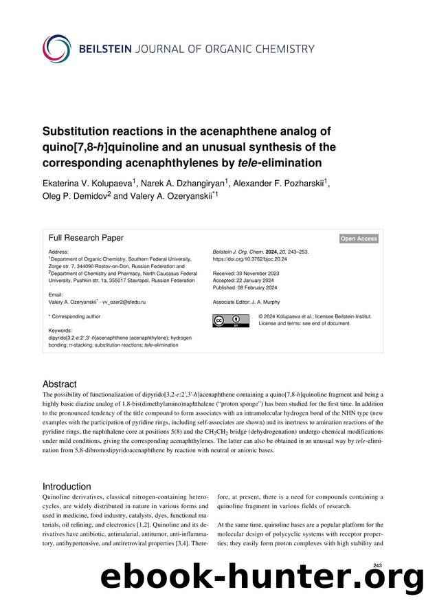 Substitution reactions in the acenaphthene analog of quino[7,8-h]quinoline and an unusual synthesis of the corresponding acenaphthylenes by tele-elimination by unknow