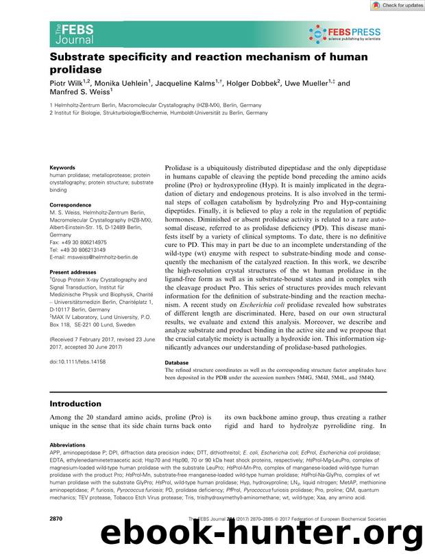 Substrate specificity and reaction mechanism of human prolidase by Unknown