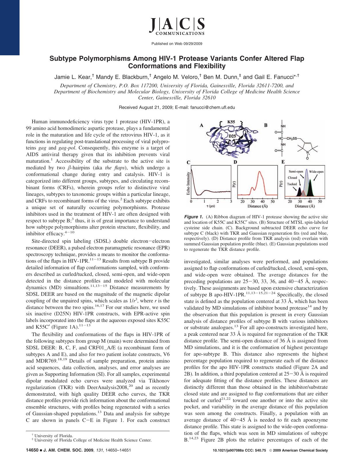 Subtype Polymorphisms Among HIV-1 Protease Variants Confer Altered Flap Conformations and Flexibility by unknow