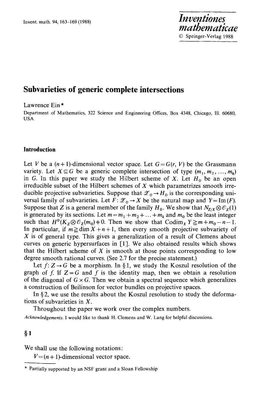 Subvarieties of generic complete intersections by Unknown