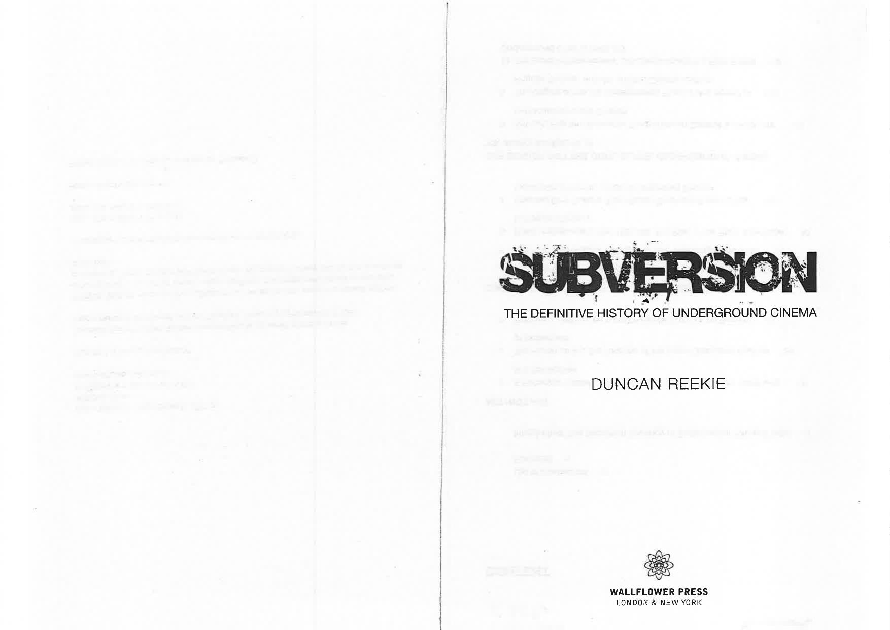 Subversion. The Definitive History of Underground Cinema (2007) by Unknown