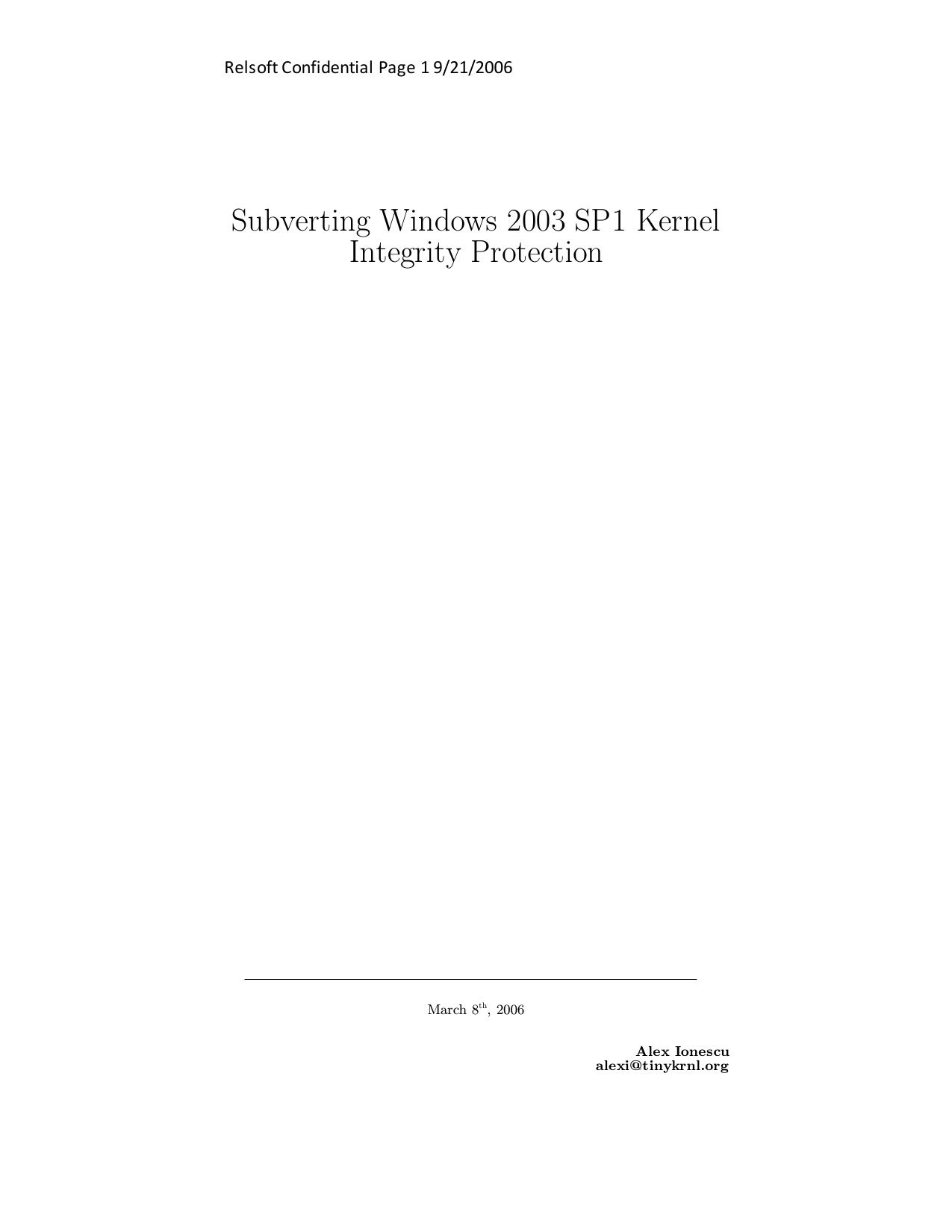 Subverting Windows Kernel Integrity Protection by Unknown