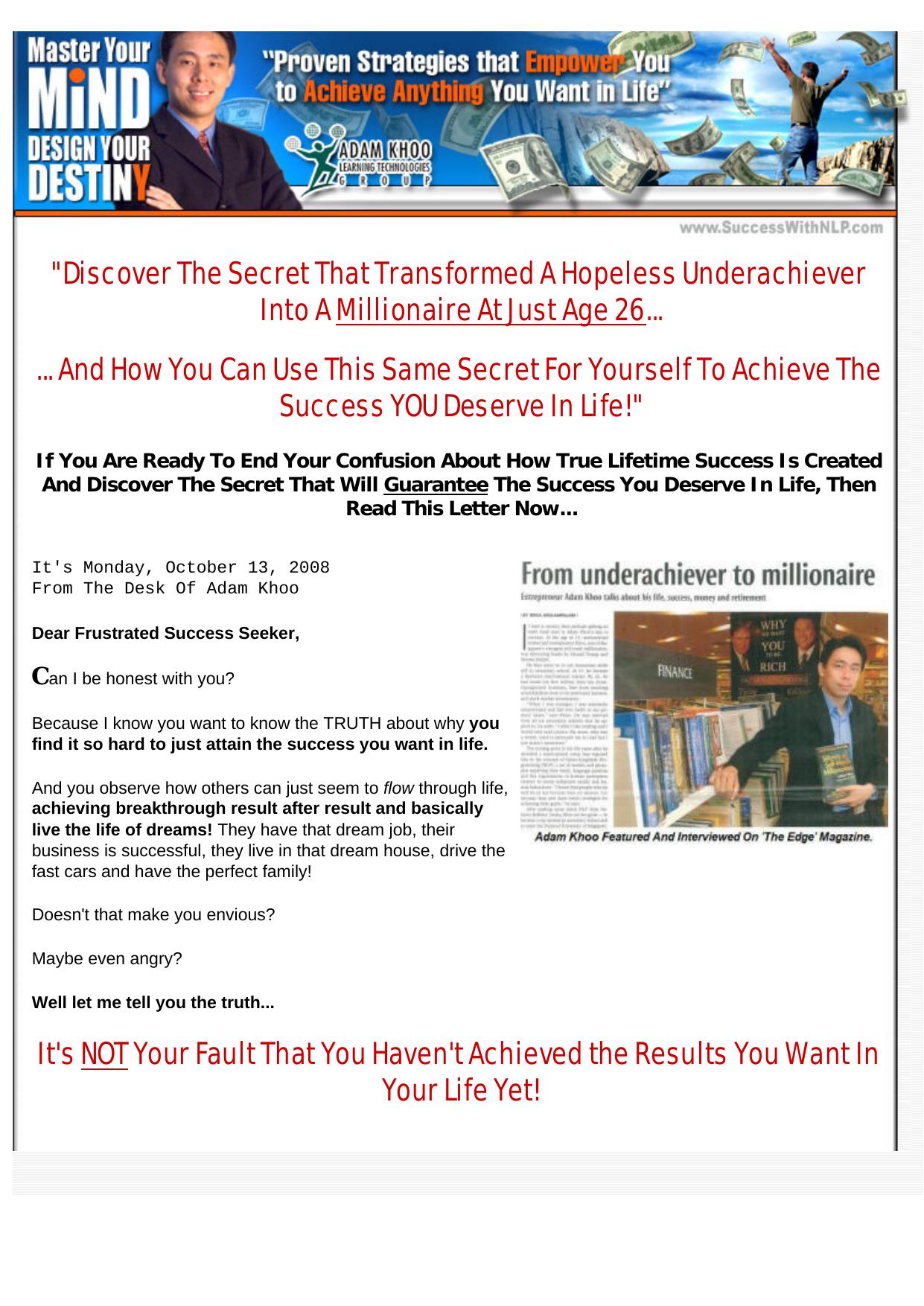 Success With Nlp Master Your Mind, Design Your Destiny. by Best of Kuszter's Collection