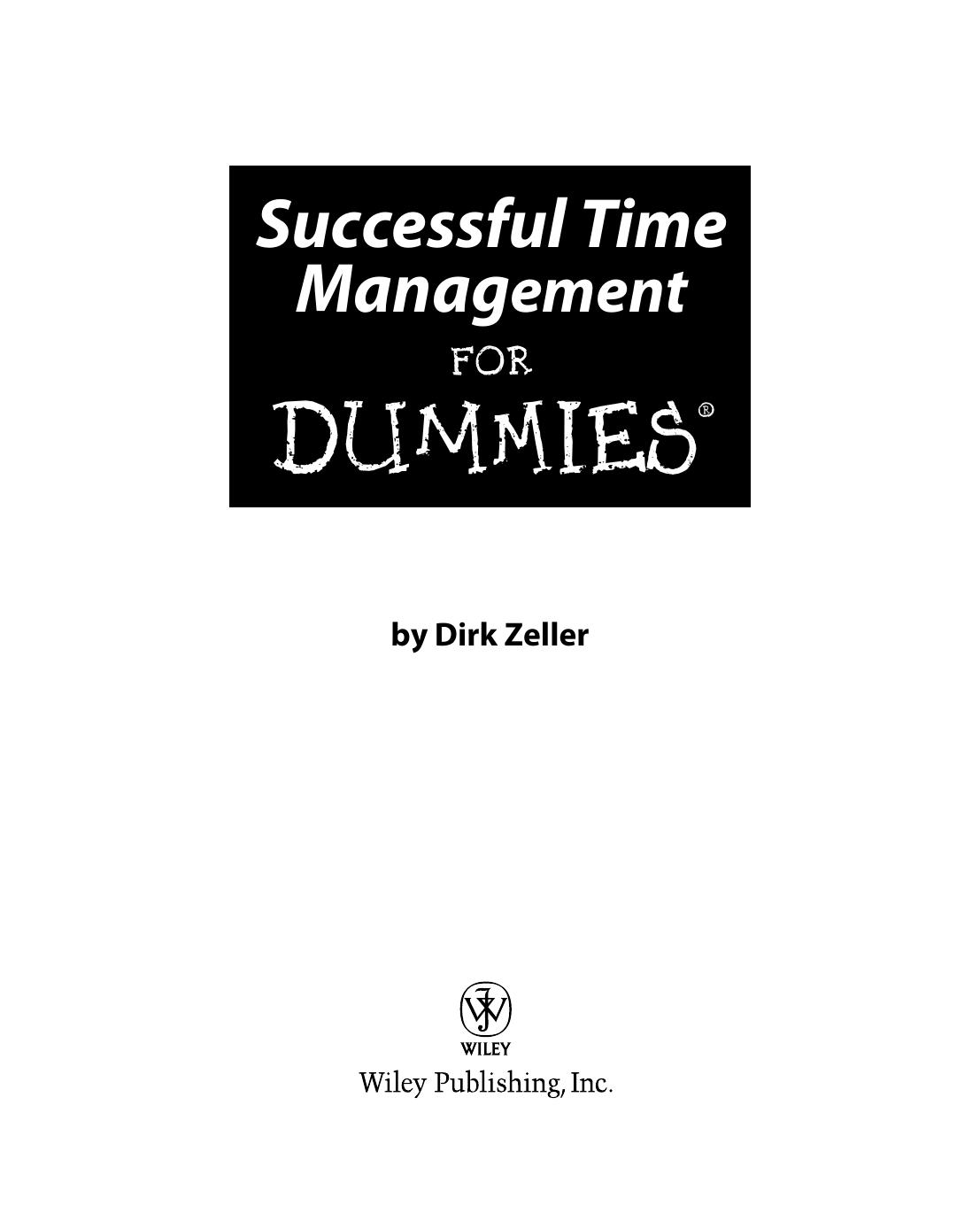 Successful Time Management For Dummies by Dirk Zeller