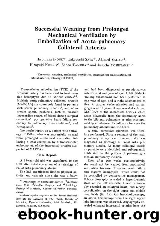 Successful weaning from prolonged mechanical ventilation by embolization of aorta-pulmonary collateral arteries by Unknown