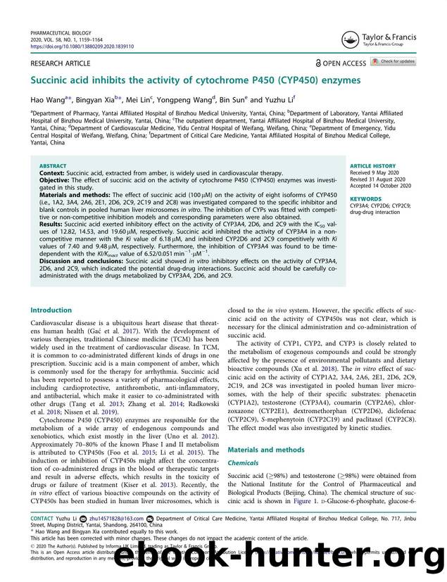 Succinic acid inhibits the activity of cytochrome P450 (CYP450) enzymes by Wang Hao & Xia Bingyan & Lin Mei & Wang Yongpeng & Sun Bin & Li Yuzhu