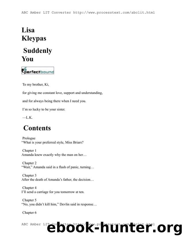 Suddenly You Lisa Kleypas by Leanne