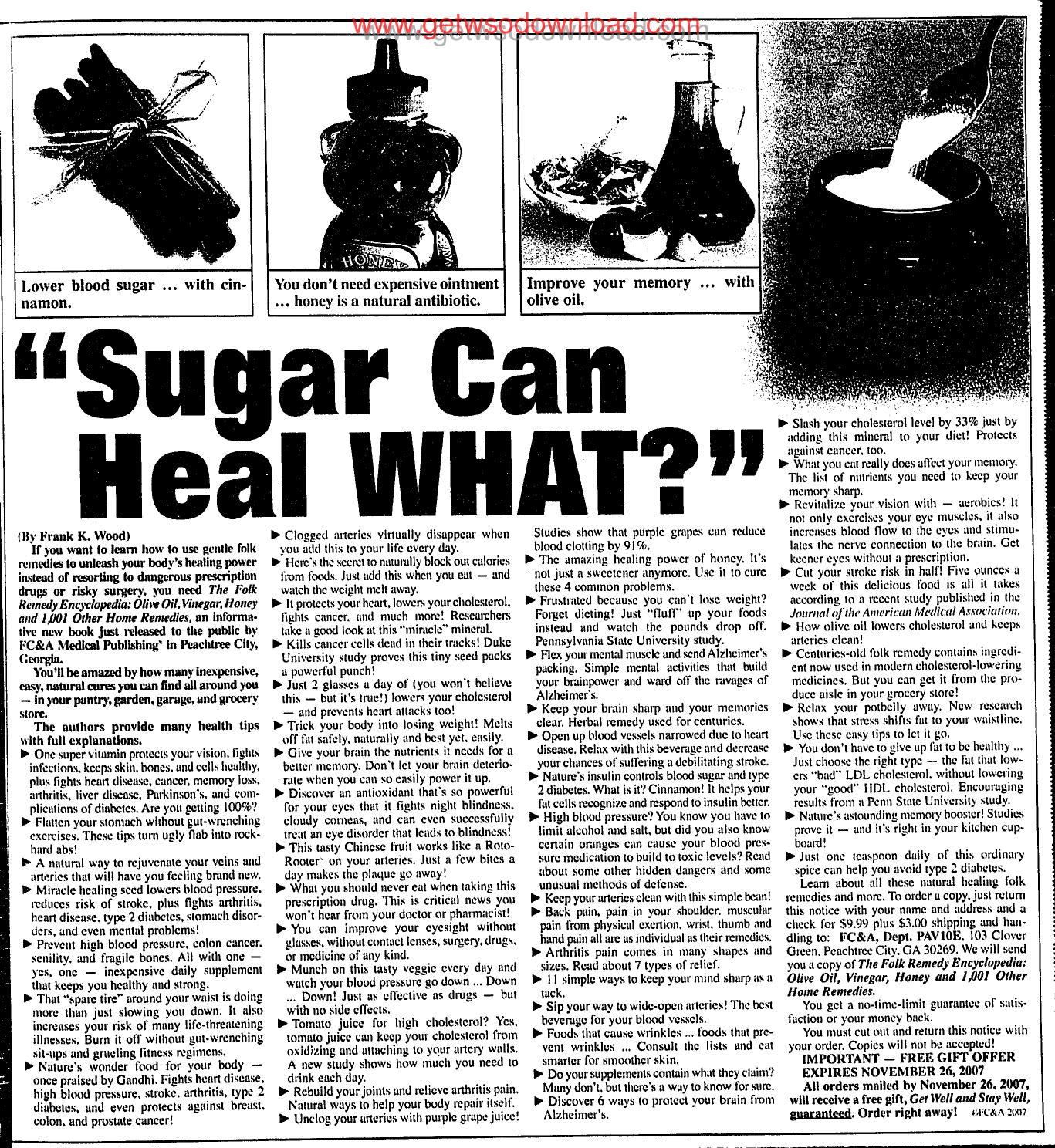 Sugar Can Heal What by Copyright 2009 Heritage Microfilm Inc. & Newspaperarchive.com