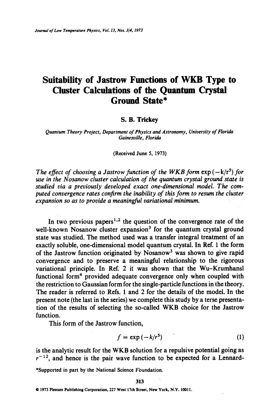 Suitability of Jastrow functions of WKB type to cluster calculations of the quantum crystal ground state by Unknown