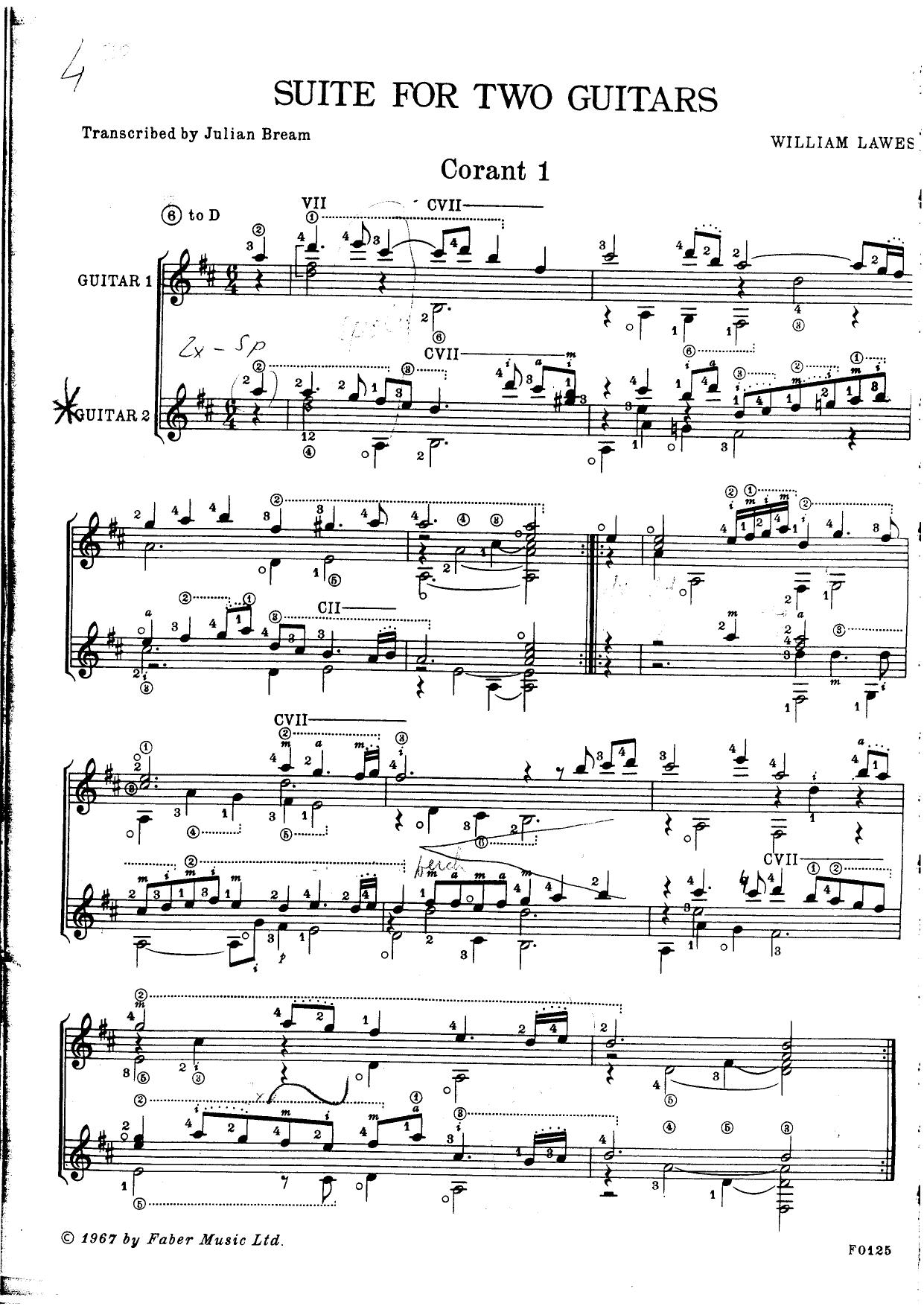 Suite for two guitars, ch + ch, tr J Bream by Unknown