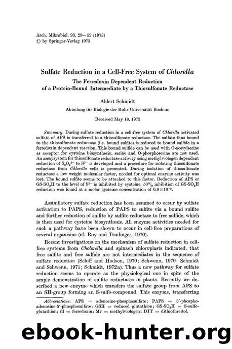 Sulfate reduction in a cell-free system of <Emphasis Type="Italic">Chlorella <Emphasis> by Unknown