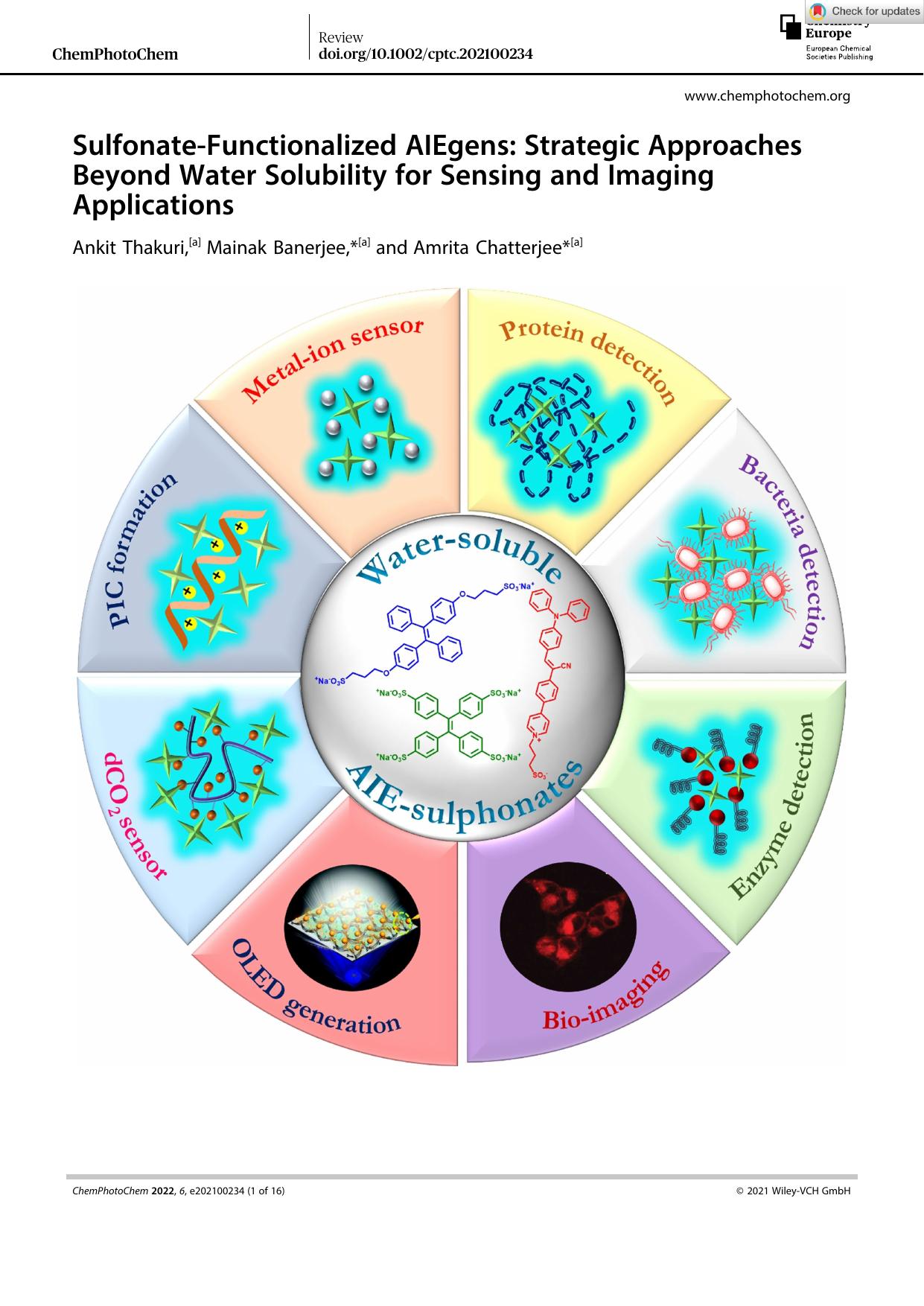 SulfonateâFunctionalized AIEgens: Strategic Approaches Beyond Water Solubility for Sensing and Imaging Applications by Unknown