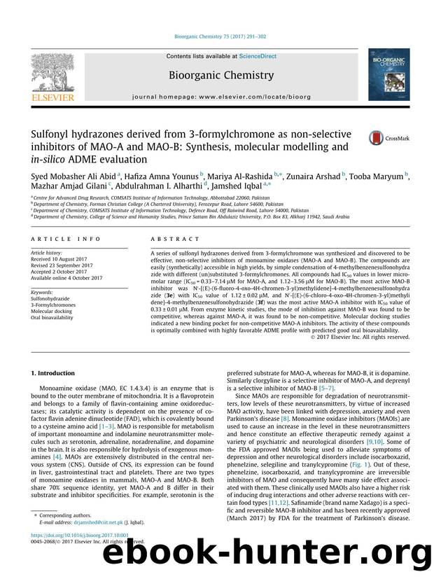Sulfonyl hydrazones derived from 3-formylchromone as non-selective inhibitors of MAO-A and MAO-B: Synthesis, molecular modelling and in-silico ADME evaluation by unknow