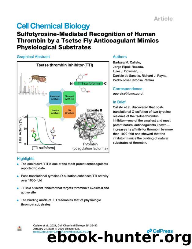 Sulfotyrosine-Mediated Recognition of Human Thrombin by a Tsetse Fly Anticoagulant Mimics Physiological Substrates by unknow