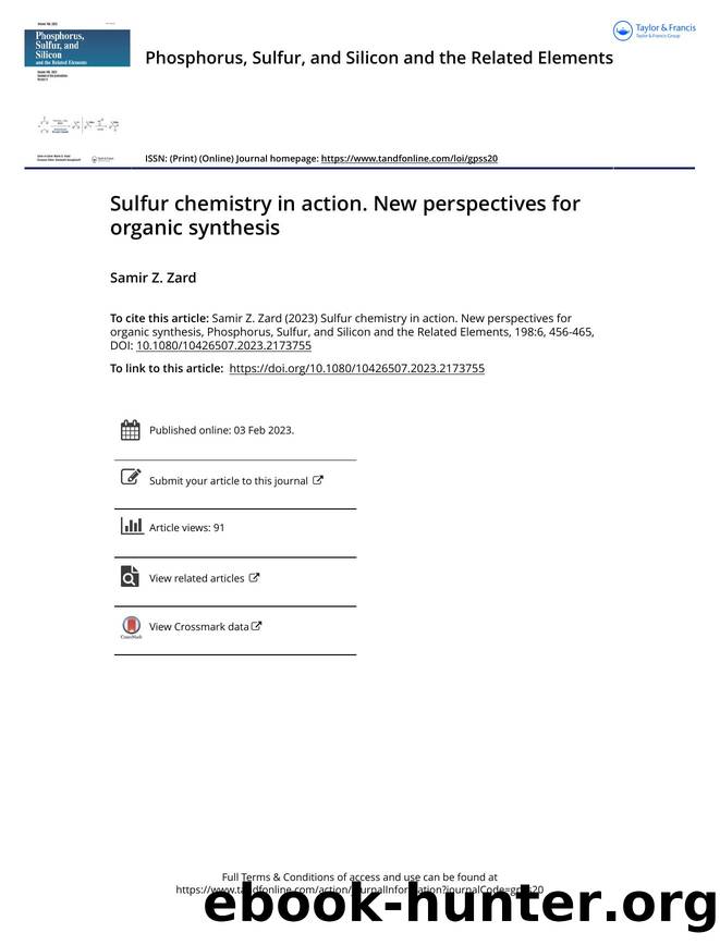 Sulfur chemistry in action. New perspectives for organic synthesis by Zard Samir Z