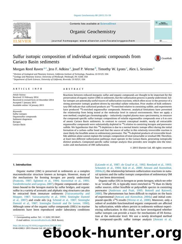 Sulfur isotopic composition of individual organic compounds from Cariaco Basin sediments by Morgan Reed Raven & Jess F. Adkins & Josef P. Werne & Timothy W. Lyons & Alex L. Sessions