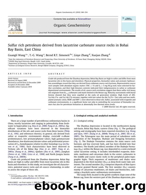 Sulfur rich petroleum derived from lacustrine carbonate source rocks in Bohai Bay Basin, East China by Guangli Wang; T.-G. Wang; Bernd R.T. Simoneit; Linye Zhang; Xuejun Zhang