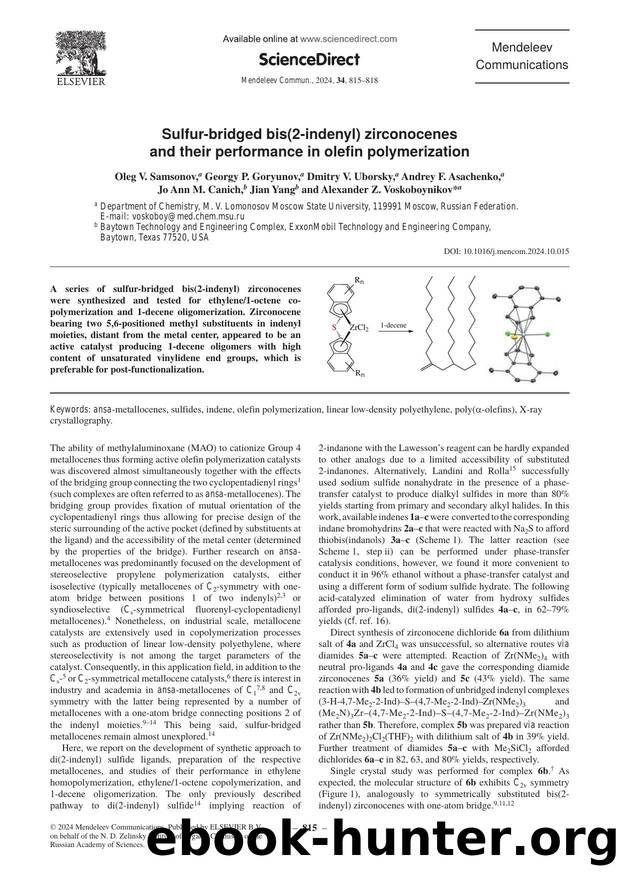 Sulfur-bridged bis(2-indenyl) zirconocenes and their performance in olefin polymerization by unknow