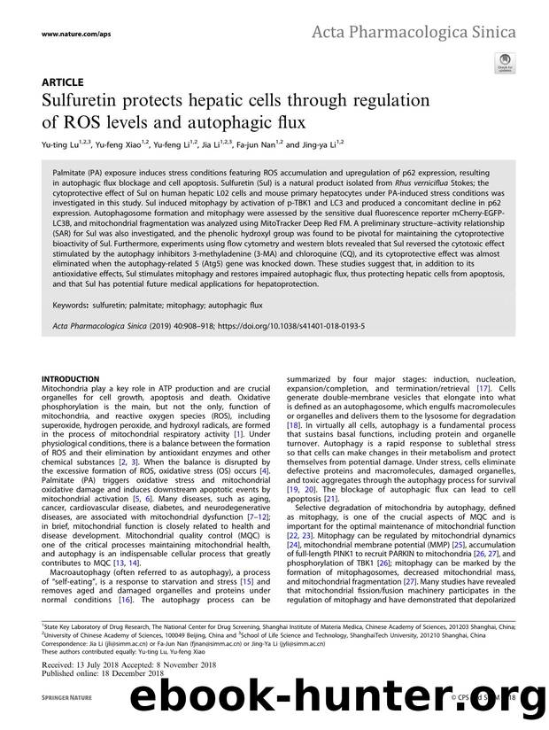 Sulfuretin protects hepatic cells through regulation of ROS levels and autophagic flux by Yu-ting Lu & Yu-feng Xiao & Yu-feng Li & Jia Li & Fa-jun Nan & Jing-ya Li