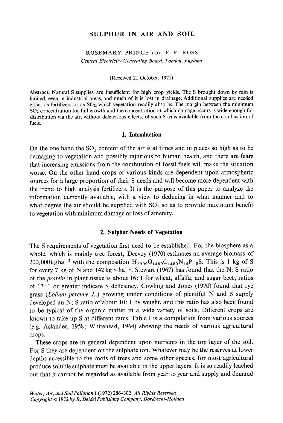Sulphur in air and soil by Unknown