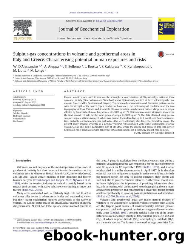 Sulphur-gas concentrations in volcanic and geothermal areas in Italy and Greece: Characterising potential human exposures and risks by unknow