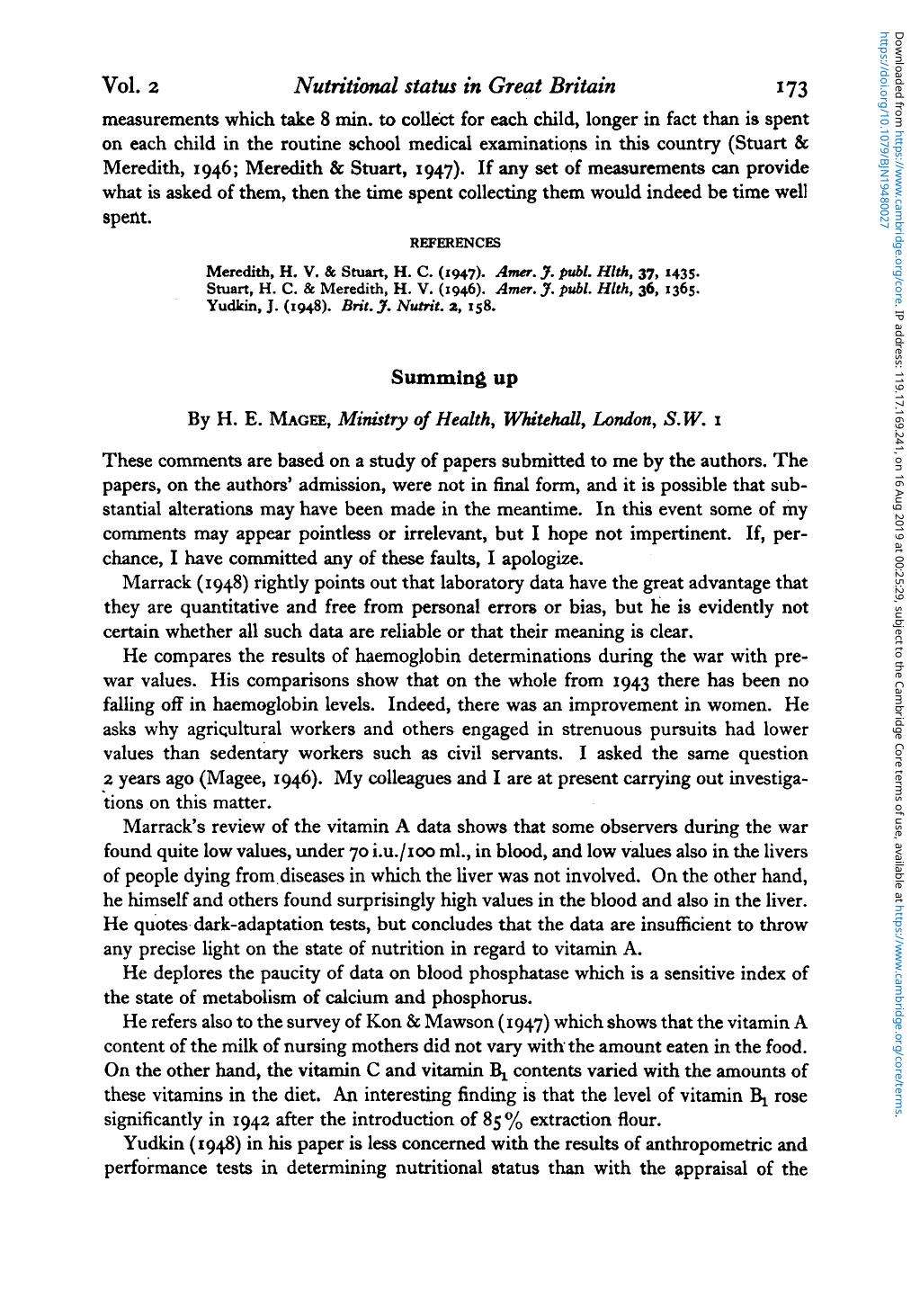 Summing up by H. E. Magee