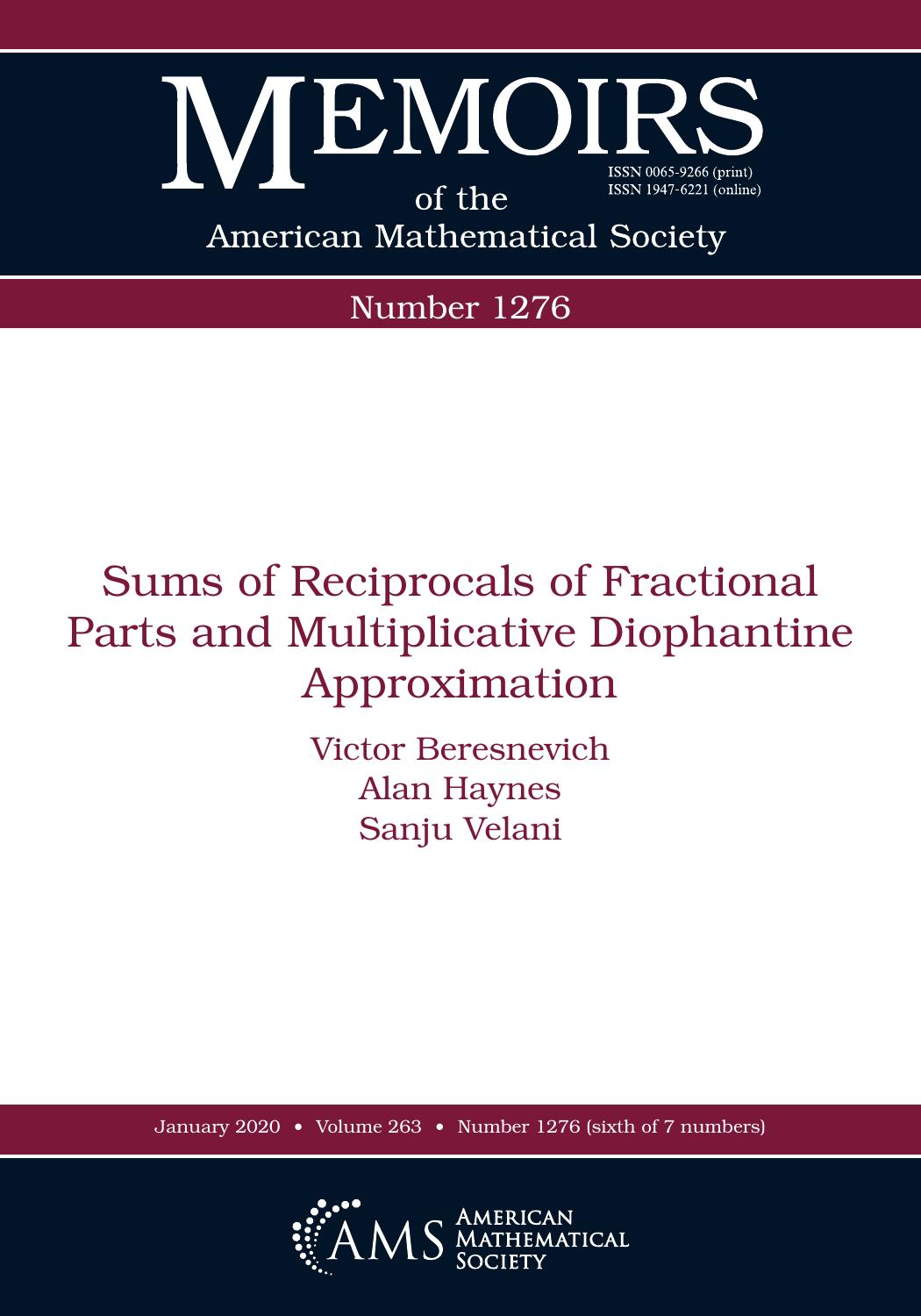 Sums of Reciprocals of Fractional Parts and Multiplicative Diophantine Approximation by Victor Beresnevich; Alan Haynes; Sanju Velani