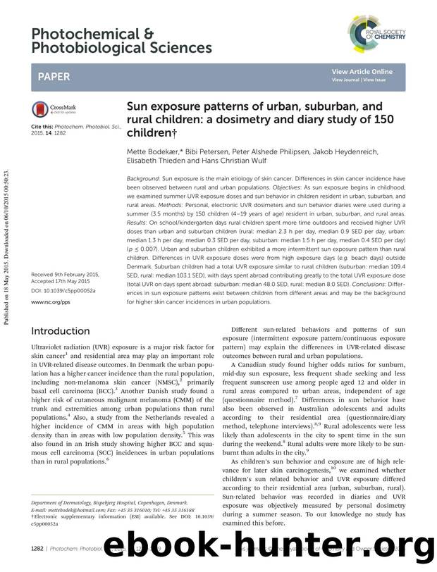 Sun exposure patterns of urban, suburban, and rural children: a dosimetry and diary study of 150 children by unknow