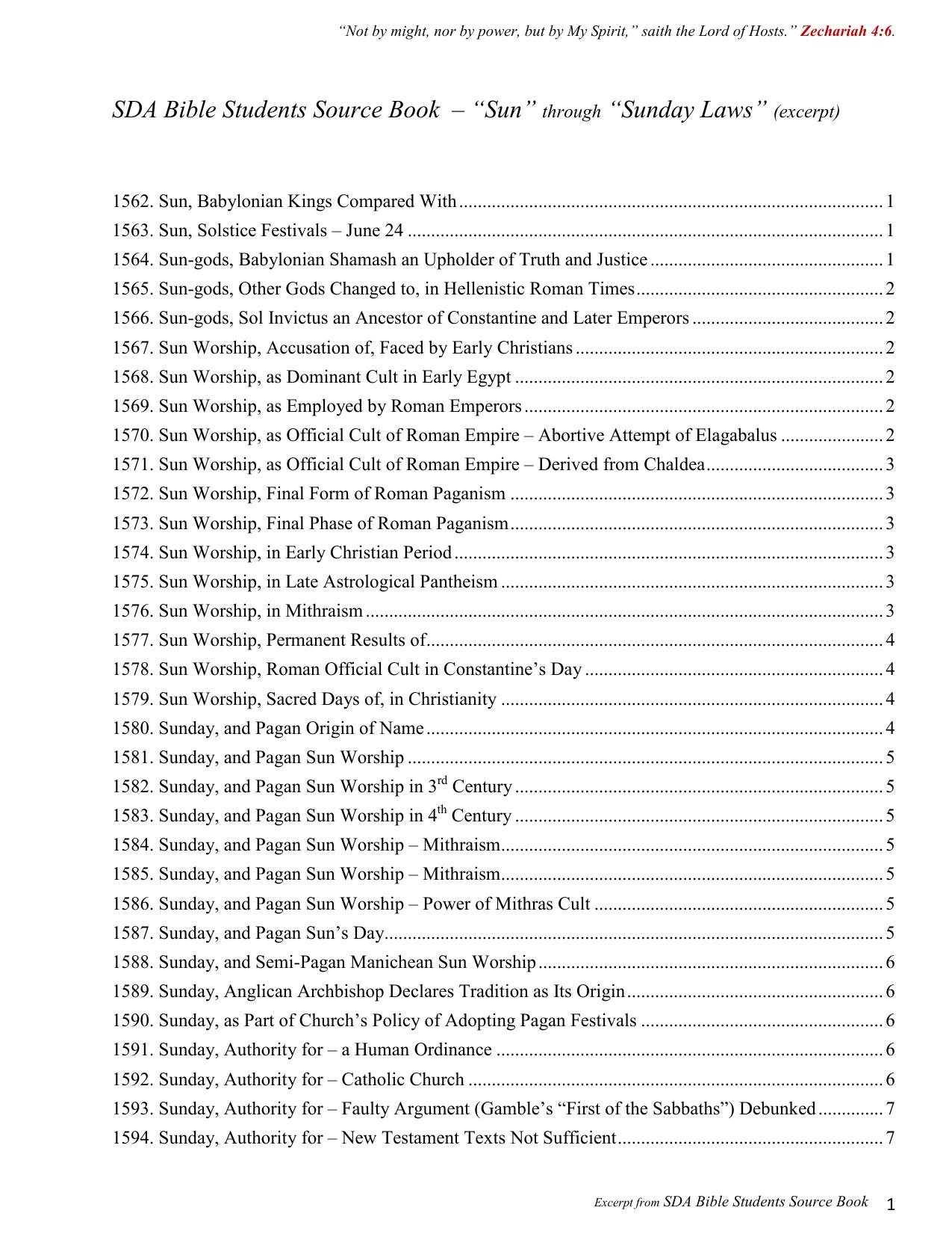 Sun through Suday Laws by SDA Bible Students Source Book