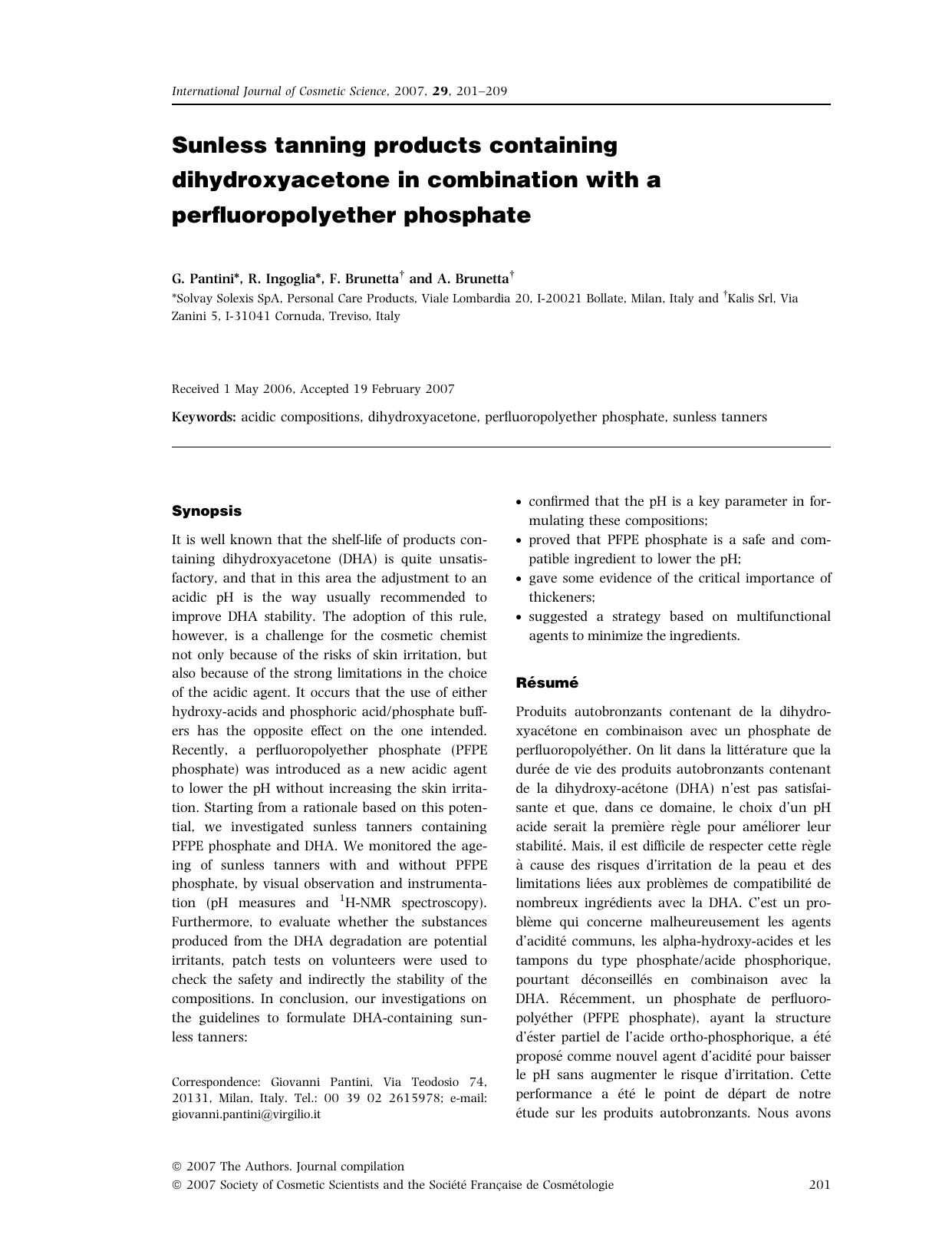 Sunless tanning products containing dihydroxyacetone in combination with a perfluoropolyether phosphate by Unknown