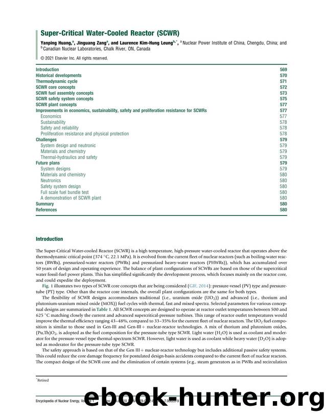 Super-Critical Water-Cooled Reactor &#40;SCWR&#41; by Yanping Huang & Jinguang Zang & Laurence Kim-Hung Leung