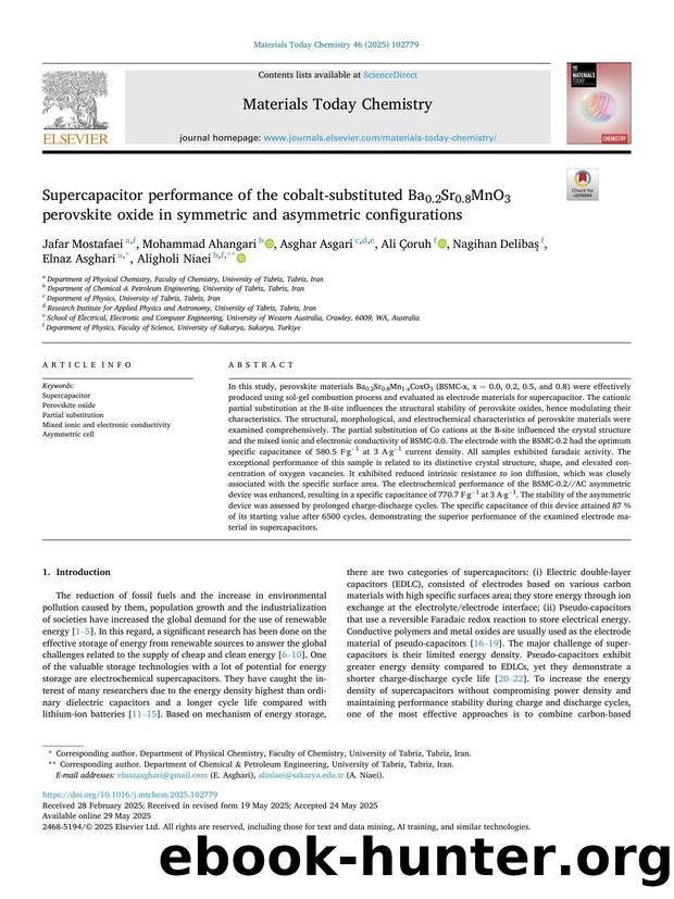 Supercapacitor performance of the cobalt-substituted Ba0.2Sr0.8MnO3 perovskite oxide in symmetric and asymmetric configurations by unknow